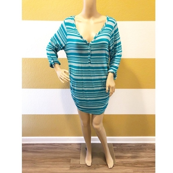 Motherhood Maternity turquoise striped tunic top - Picture 1 of 7